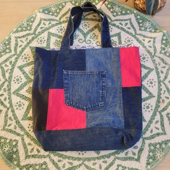 Denim patchwork tote bag - Picture 7 of 9